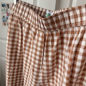 Shiny by Nature Brown and White Gingham Cotton Pants